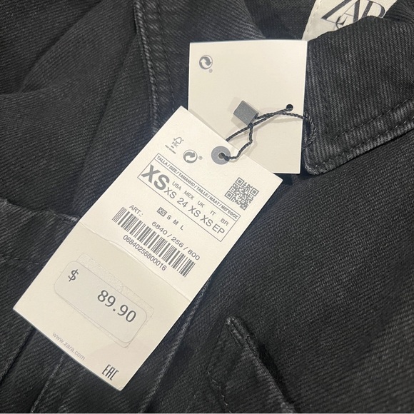 NWT ZARA LONG DENIM JUMPSUIT SIZE XS BLACK 6840/256/800 - Picture 8 of 8